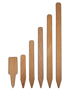 wood pot stakes come in a natural or white